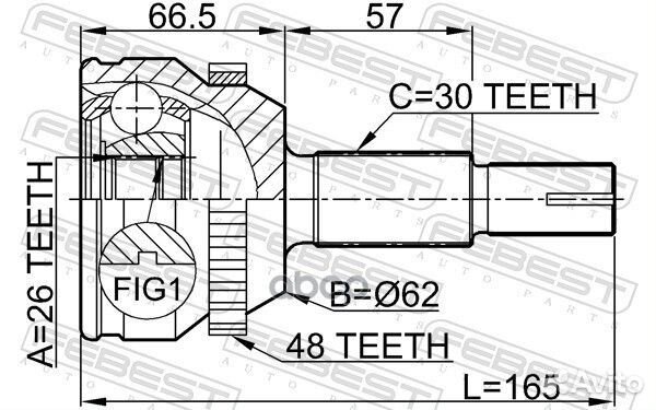 ШРУС наружный 26x62x30 (toyota camry ACV3#/MCV3#