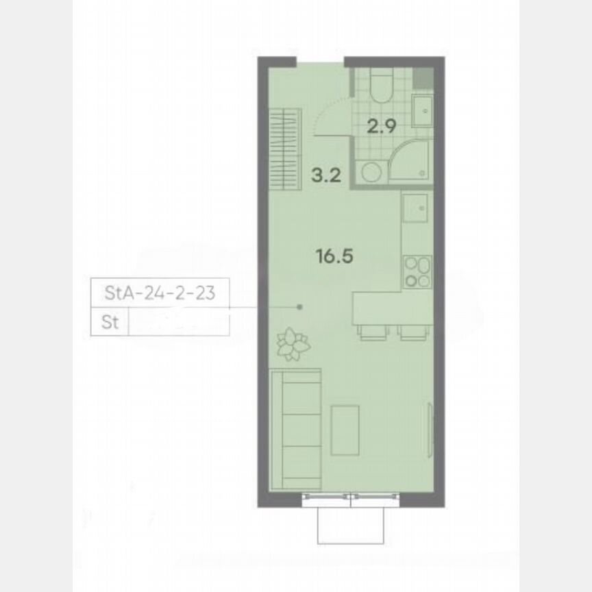 Квартира-студия, 22,7 м², 3/22 эт.