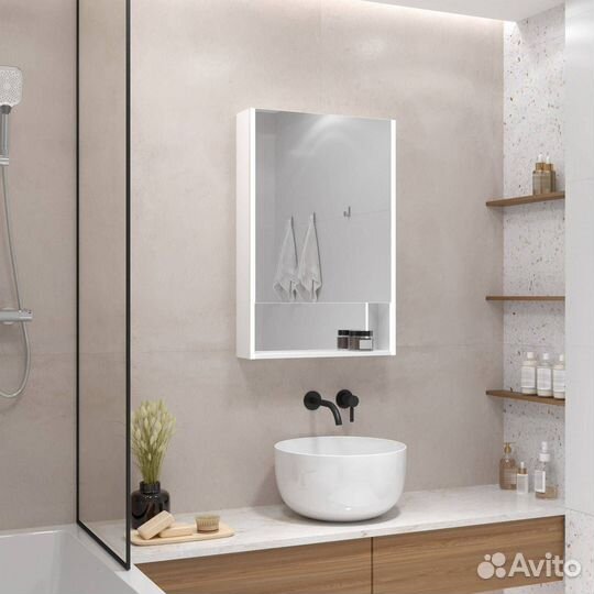 Зеркало-шкаф Art&Max Foggia AM-Fog-600-800-1D-R-DS-F-White с подсветкой, 80x60