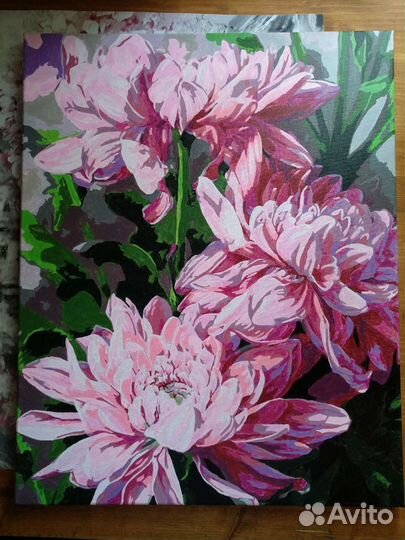 Картина акриловыми красками (по номерам, готовая)