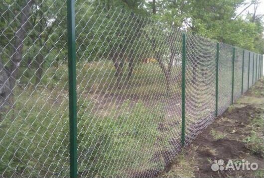 Забор из сетки рабицы под ключ