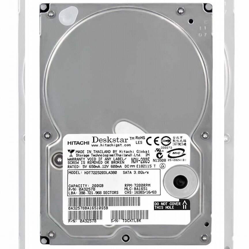 [HDT722520DLA380] Жесткий Диск Hitachi 200gb Sata2 Hdt722520dla380