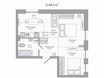 3-к. квартира, 44,5 м², 1/4 эт.