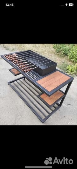 Мангал с печью под казан и крышей