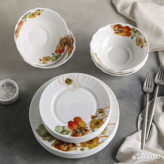 Сервиз столовый Доляна «Радужные маки», 18 предмет
