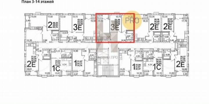 2-к. квартира, 54,3 м², 6/14 эт.