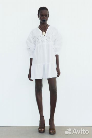 Платье хлопок шитье zara
