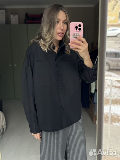 Рубашка черная оверсайз