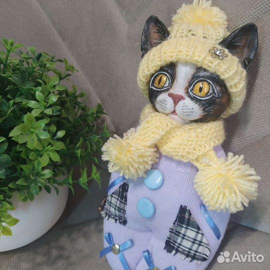 Котик плюшка игрушка ручной работы