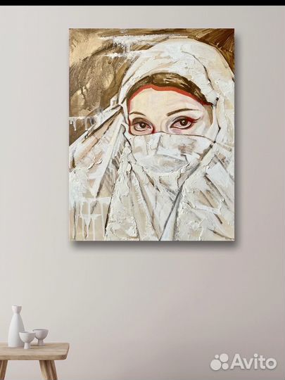 Картина маслом на холсте Глаза Востока текстурная