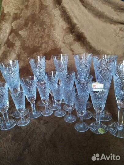 Коллекция хрустальных рюмок, стаканов СССР