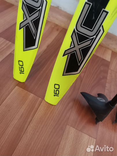 Беговые лыжи с насечками 160 и палки 118см