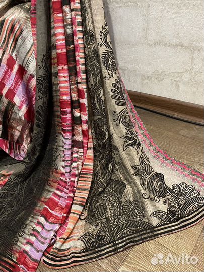 Индийское сари из креп шелка