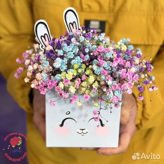 Цветы в коробке, гипсофила