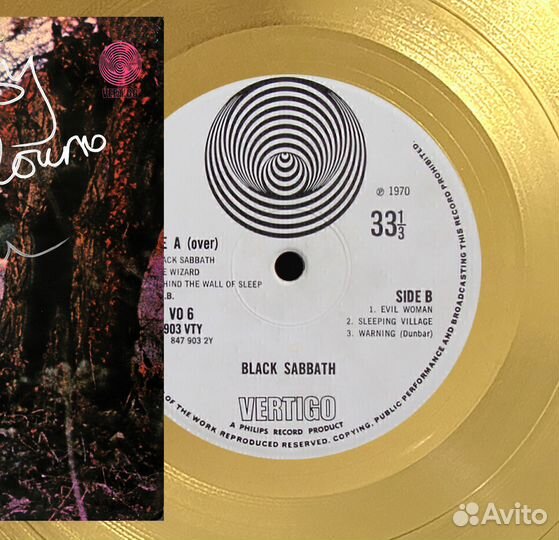 Black Sabbath золотая пластинка в рамке автографы