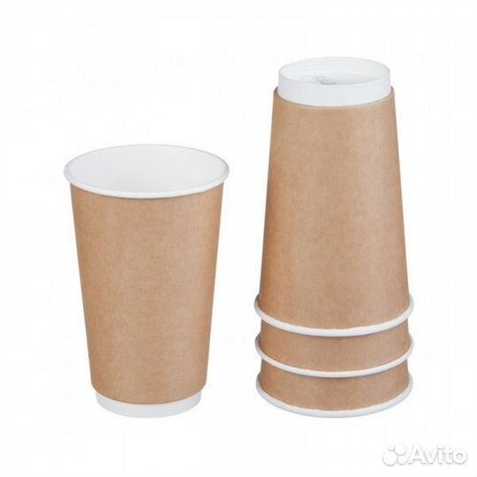 Стакан для гор напитков двухслойный Крафт 400 мл