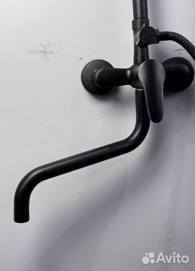 Душевая система 3 в 1 с дилнным краном черная