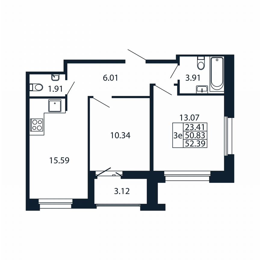 2-к. квартира, 54 м², 12/12 эт.