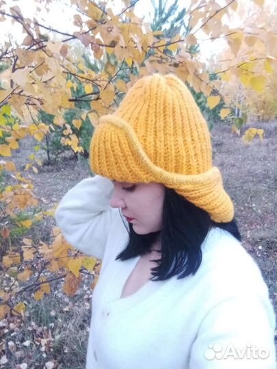 Шапка ушанка женская вязаная