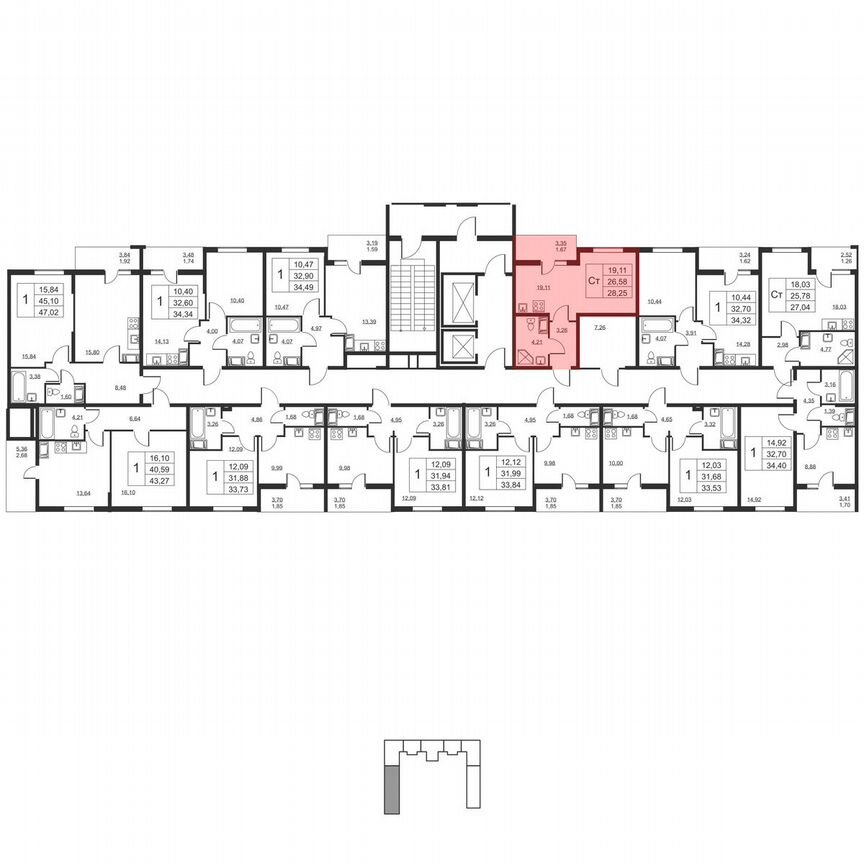 Квартира-студия, 28,3 м², 3/19 эт.