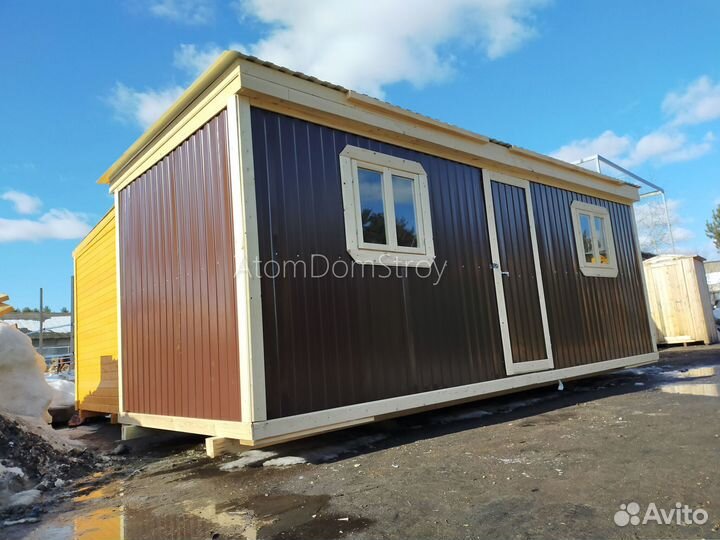 Вагончик бытовка строительная с установкой
