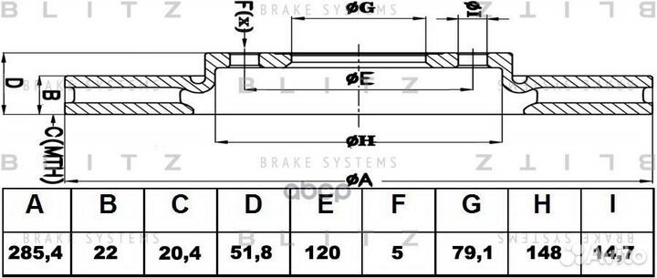 Диск тормозной передний вентилируемый BS0369 Blitz