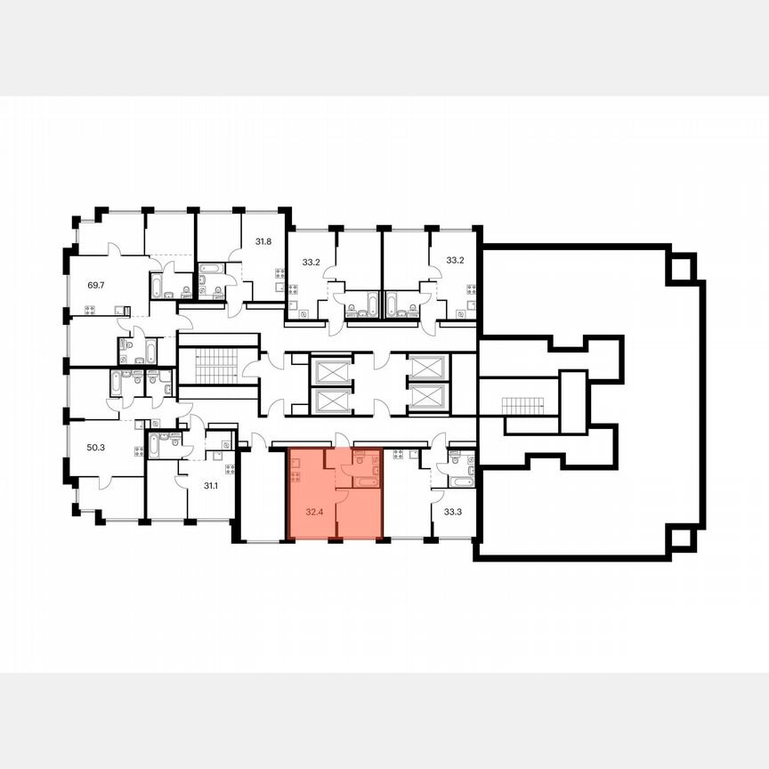 1-к. квартира, 32,4 м², 29/32 эт.