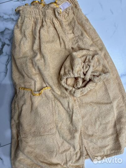 Банный набор Полотенце-халат + шапочка