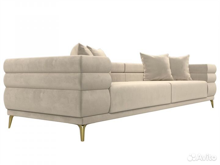 Диван прямой Лига-021, микровельвет, бежевый