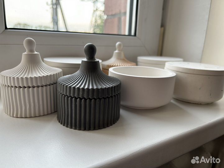 Гипсовые шкатулки подсвечники