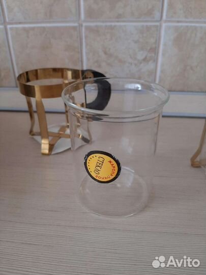 Кружка с подстаканником из жаропрочного стекло