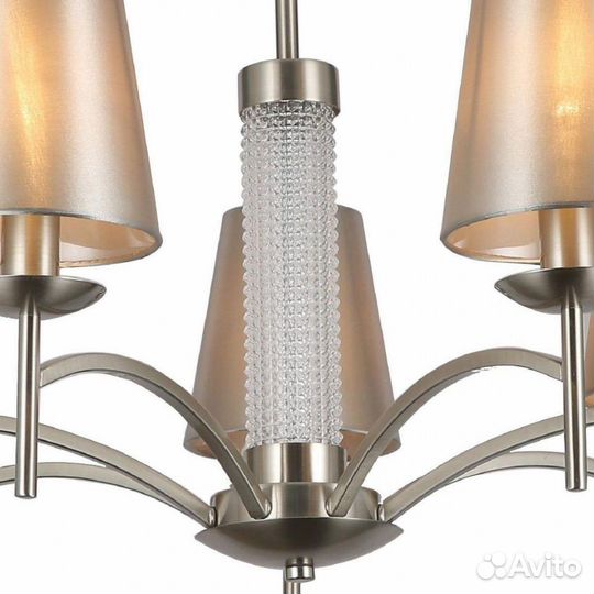Люстра подвесная металл и текстиль в спальню