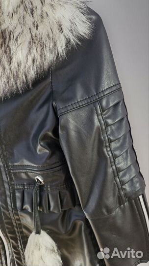 Кожаная куртка детская для девочка на 5/6 лет