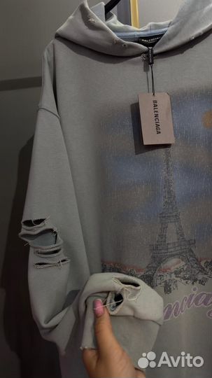 Худи оверсайз Balenciaga Paris рванная