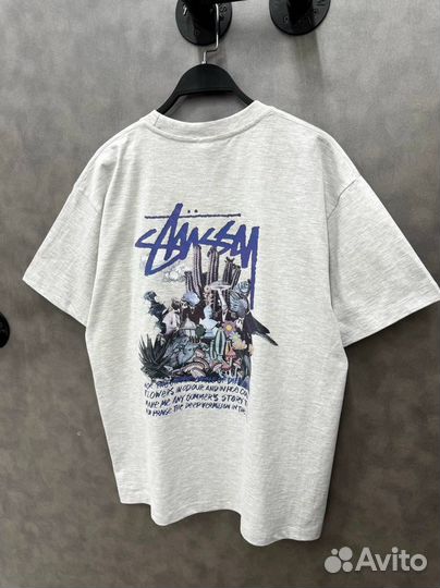 Футболка оверсайз Stussy черная / белая унисекс