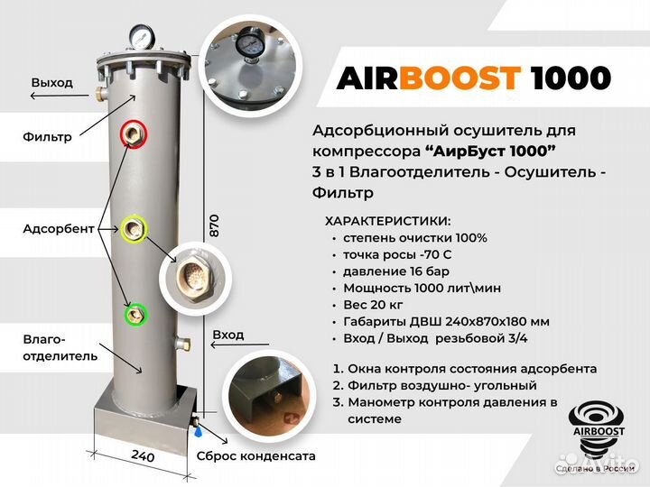 Осушитель для компрессора airboost 1000