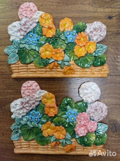 Настурции и гортензии. Декор керамический