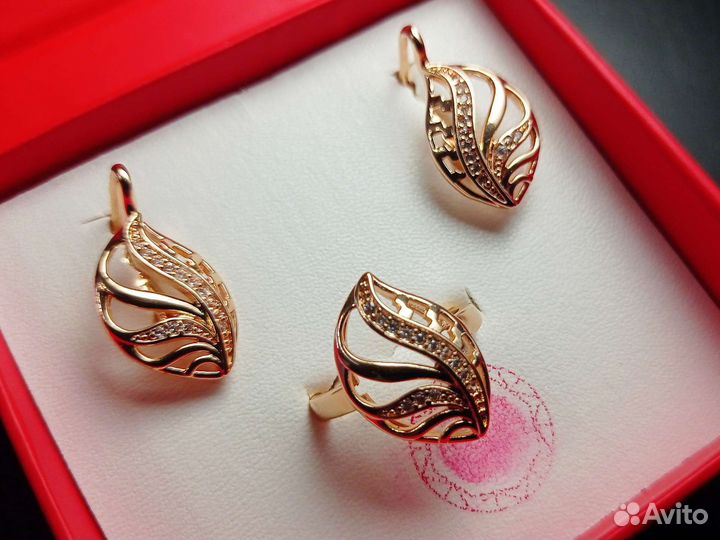 Комплект серьги + кольцо, 925 SL