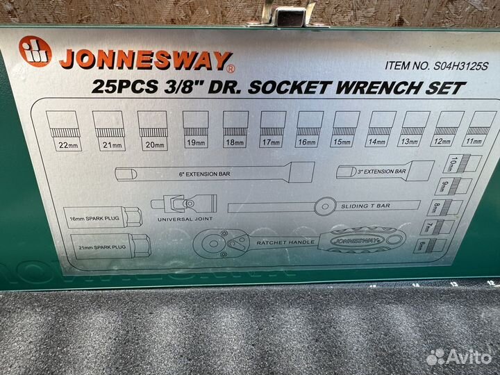 Набор торцевых головок jonnesway, 25 предм