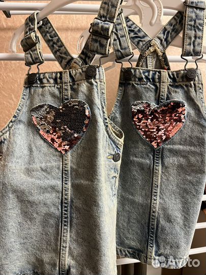 Комбинезон джинсовый юбка для девочки (двойни)