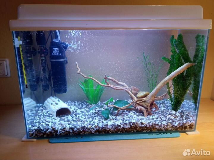 Аквариум 45л + фильтр + лампа + грунт + керамика