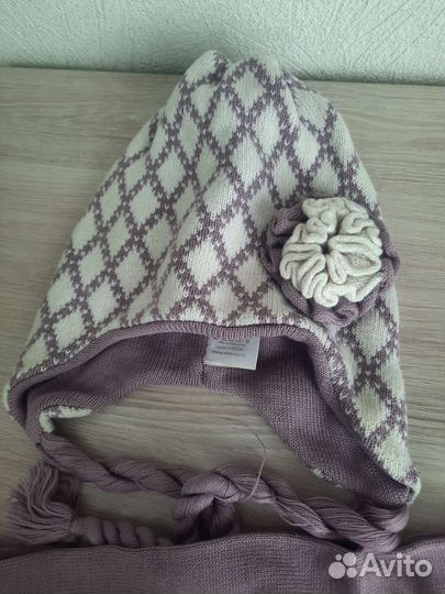 Шапка+шарф зимняя для девочки 54 56