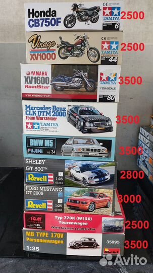 Модели автомобилей и мотоциклов 1:24 1:35 1:12