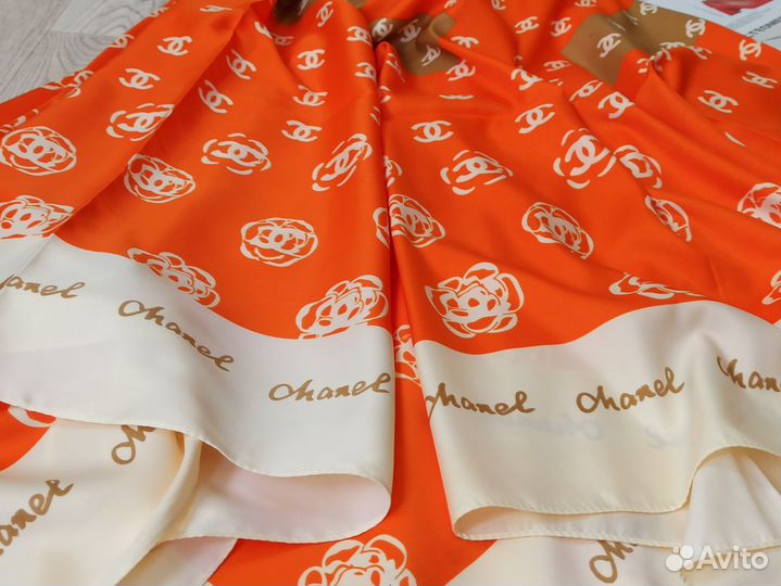 Оранжевый платок Шаль Chanel Шелк