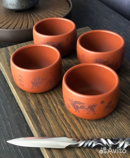 Пиала из исинской глины 100 мл (4 шт)