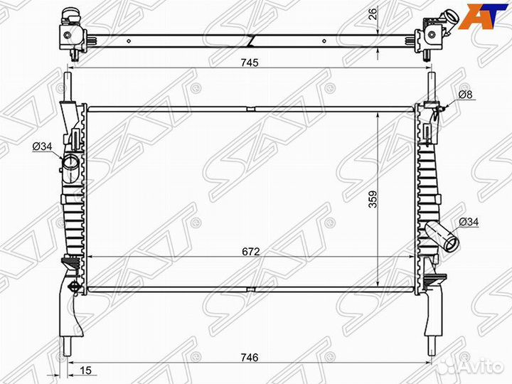 Радиатор ford transit 2.2TD/2.3/2.4TD 2006- W/O A