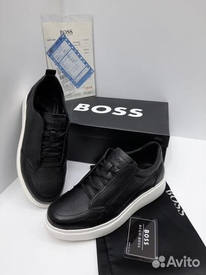 Кеды Hugo Boss мужские черные кожаные