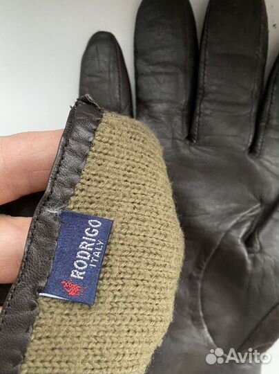 Мужские кожаные перчатки коричневые