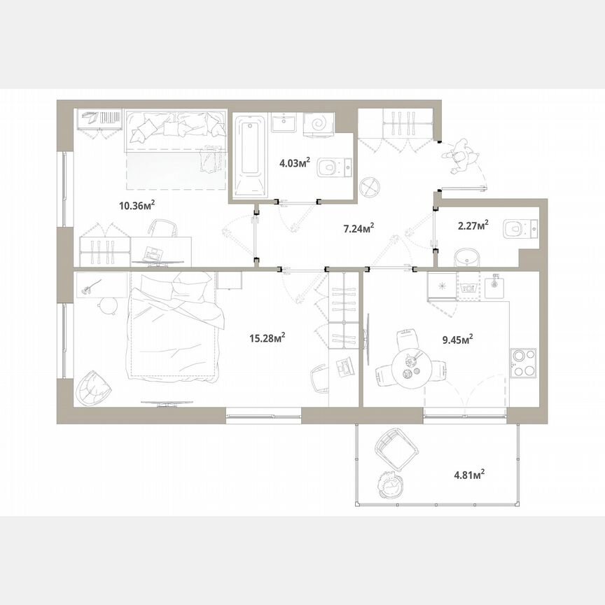 2-к. квартира, 50,1 м², 6/12 эт.