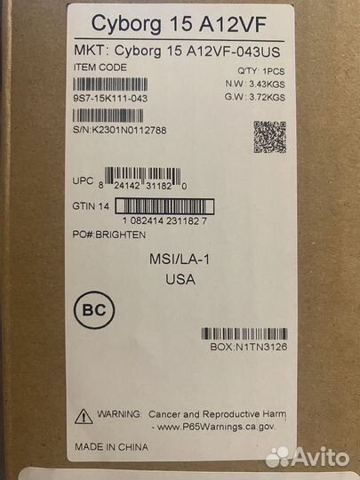 Новый игровой ноутбук MSI Cyborg RTX 4060/i7